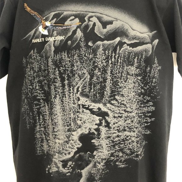 Vtg Harley Davidson Graphic Tshirt Embroidered Eag - Picture 1 of 10